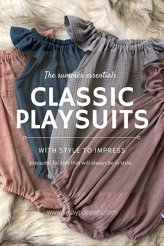 Natalie Playsuit/ Romper's, with Elastic Neckline-sizes 00 (3-6 months)